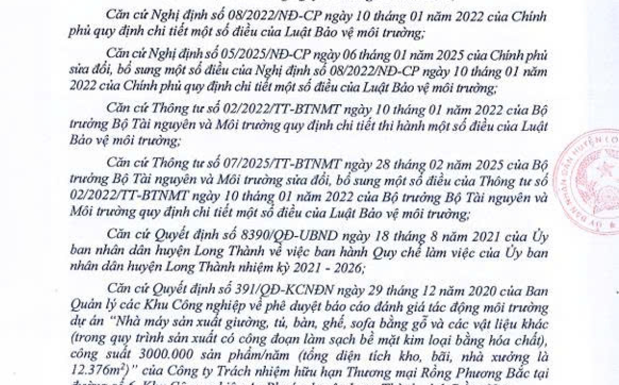 Công bố giấy phép môi trường