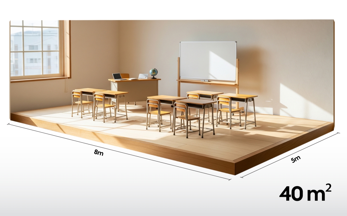 Mẫu bố trí phòng học chỉ 40m² mà vẫn chuyên nghiệp