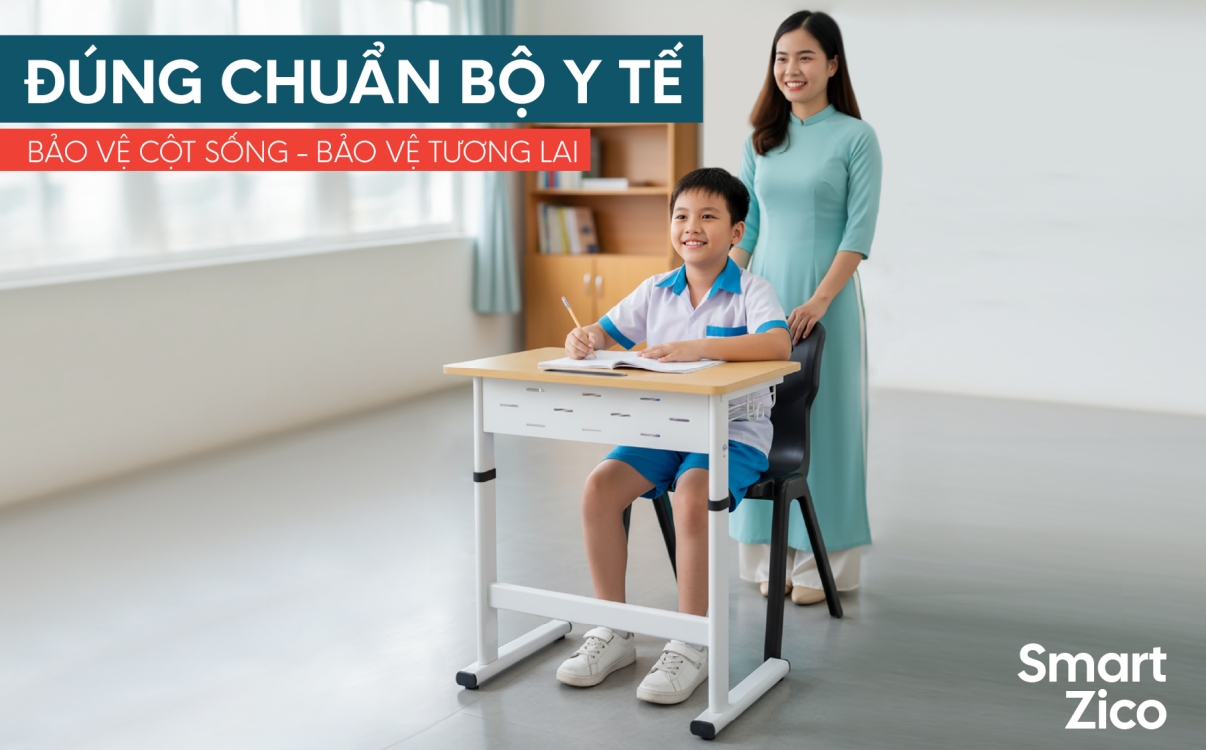 Bàn ghế học sinh đạt chuẩn Bộ Y tế: Cha mẹ cần biết để bảo vệ sức khỏe con trẻ