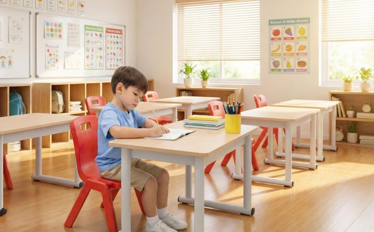 Bàn học sinh tiểu học đạt chuẩn – Giải pháp ngồi học đúng tư thế