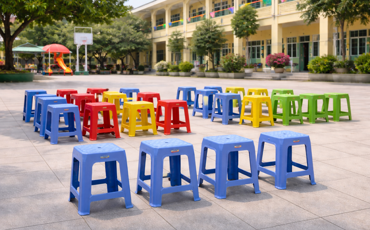 Ghế sân trường bền đẹp, an toàn cho không gian học