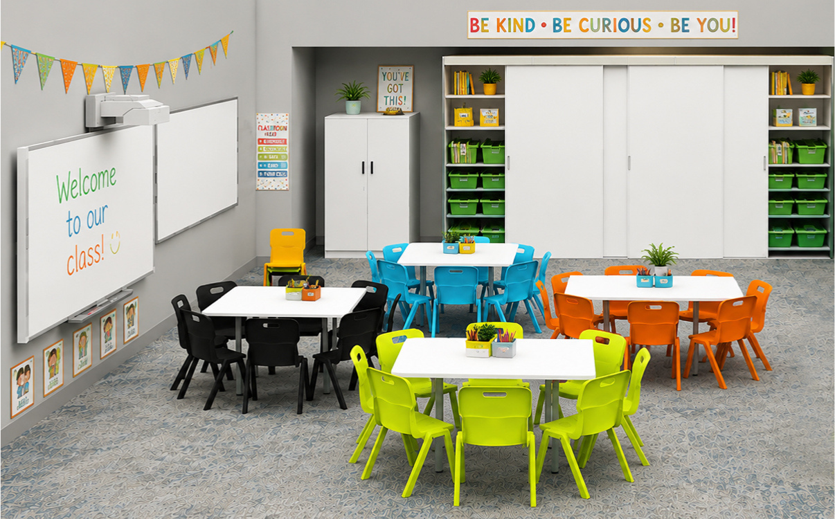 Mẫu bàn ghế học sinh tiểu học – An toàn, bền đẹp tại RPB Education & Public