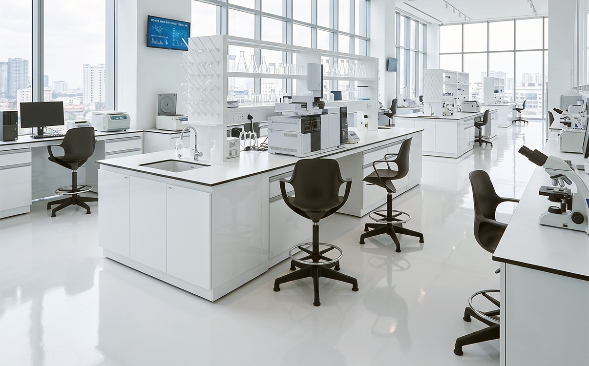 Ghế phòng thí nghiệm có tựa lưng với ghế đôn tròn phòng lab: Nên chọn loại nào?