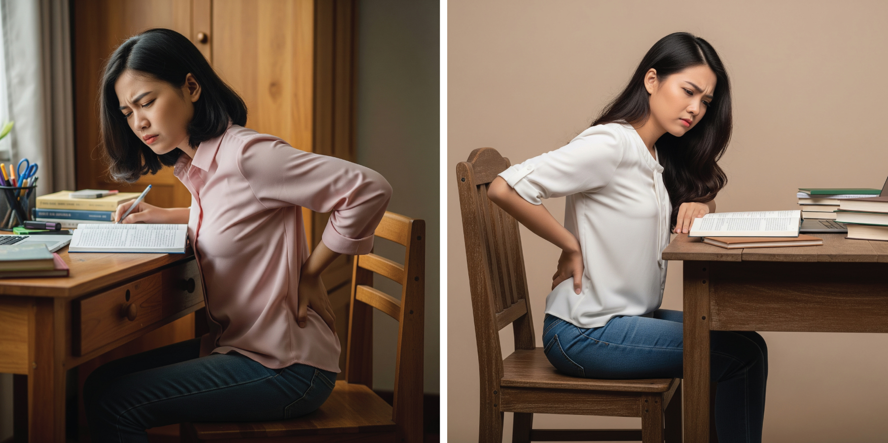 Low-quality desks and chairs can cause back pain