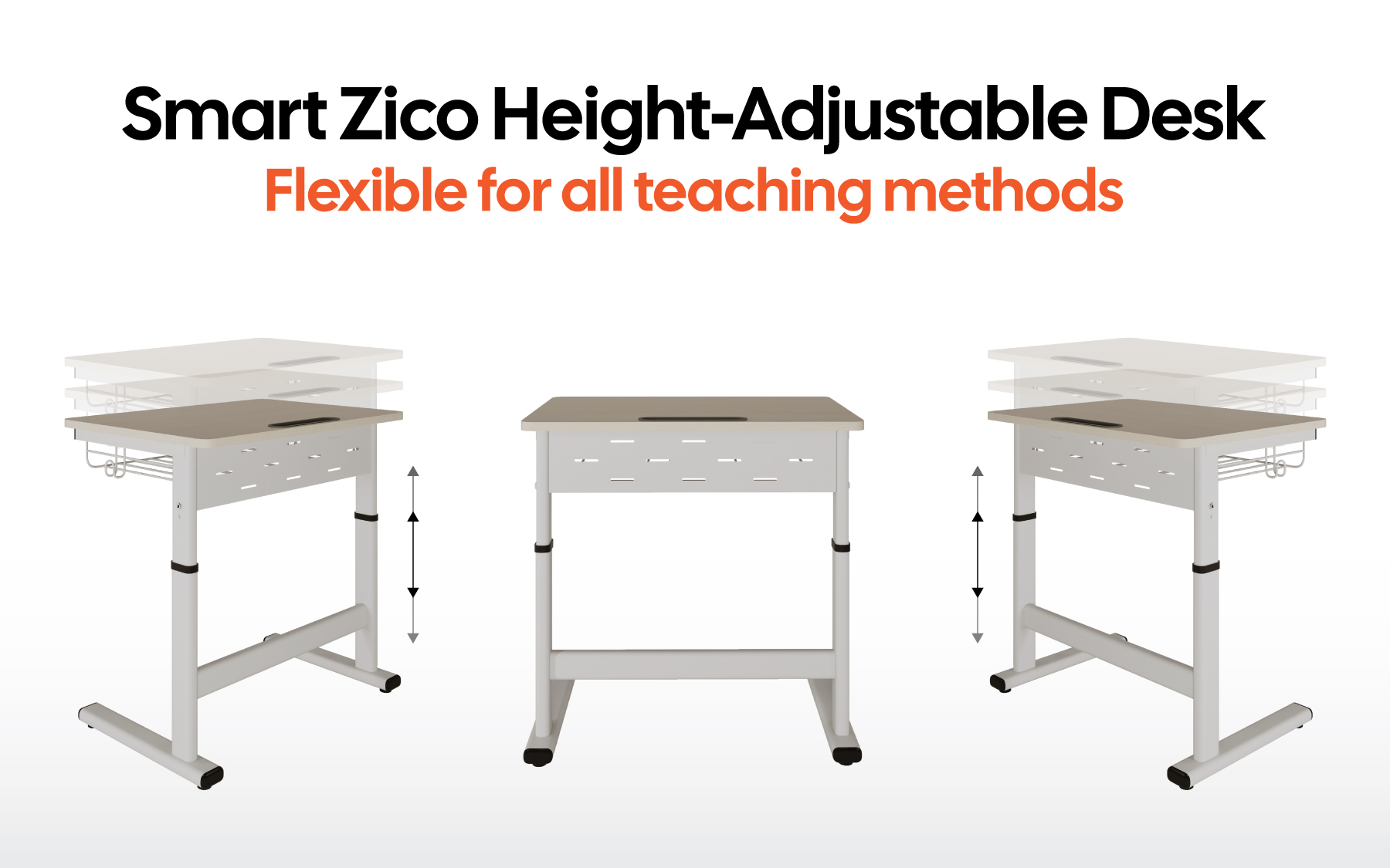 Smart Zico adjustable desk, flexible for all teaching methods, suitable for modern classrooms.