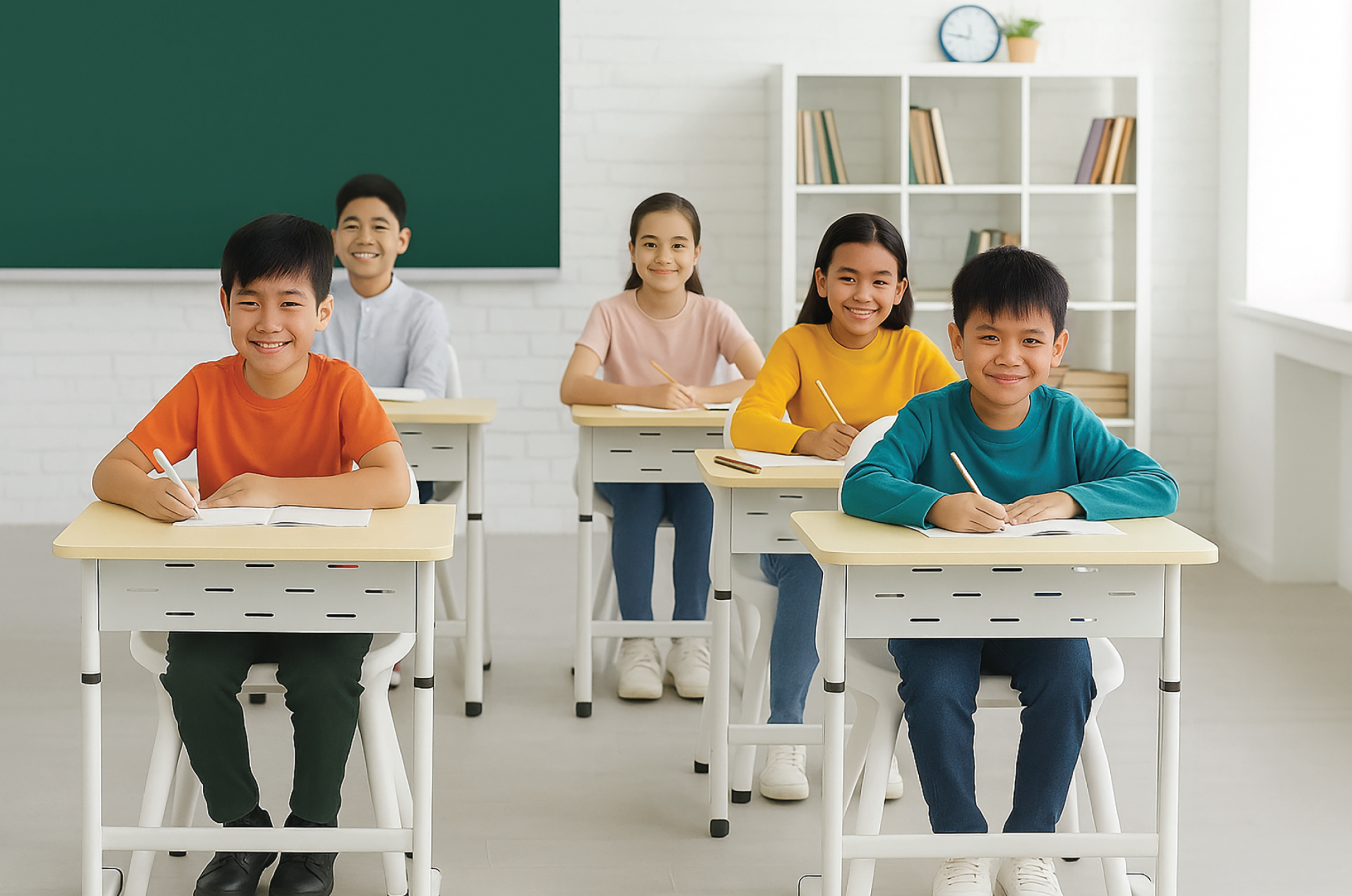 The Smart Zico height-adjustable desk is designed to support children’s physical development.