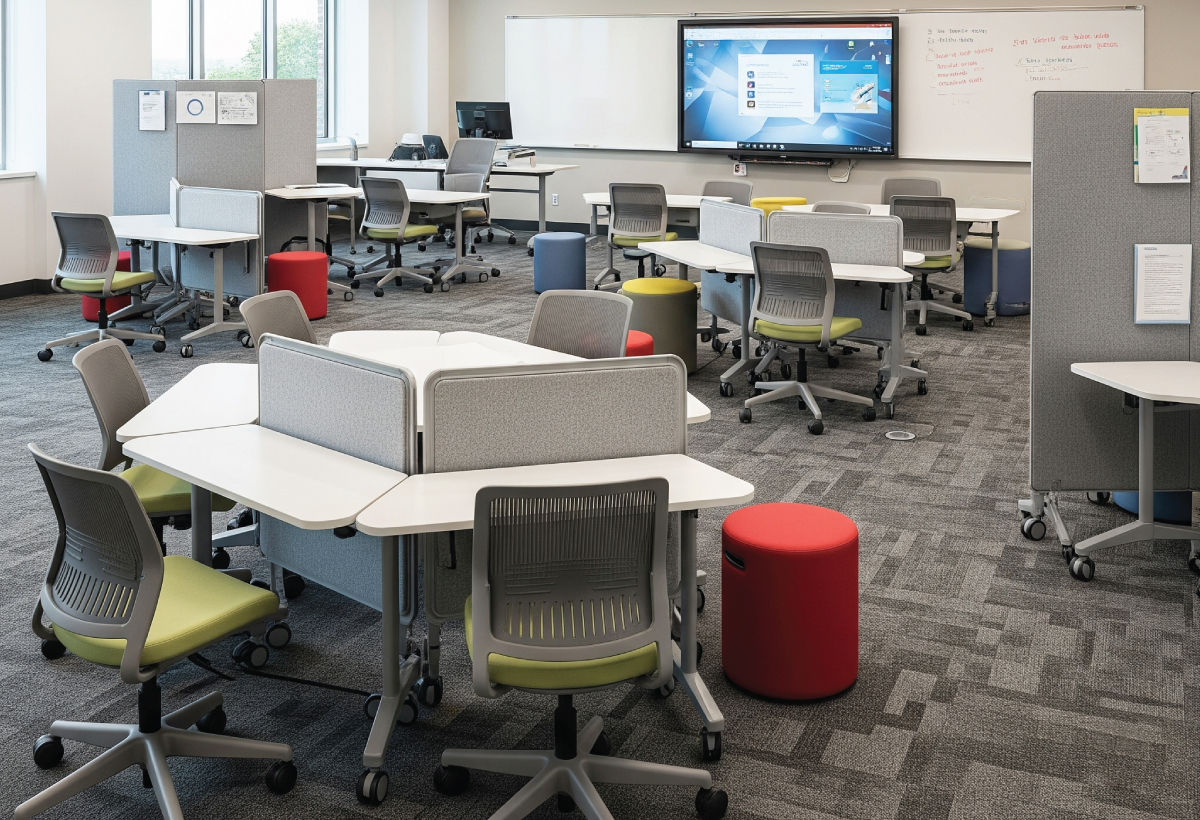 The classroom is designed with lightweight
