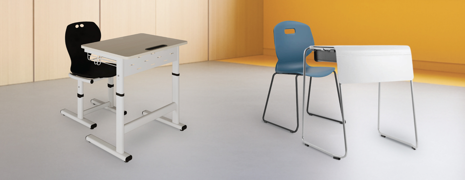 Prioritize sustainable furniture with the Smart Zico height-adjustable desk and Moto chair.