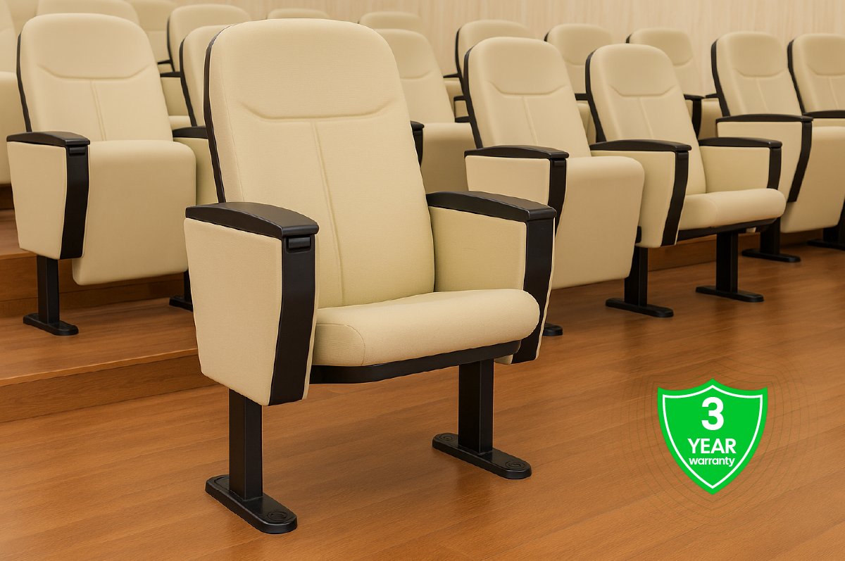 Vasco and JXP auditorium chairs – reliable warranty, long-lasting quality.