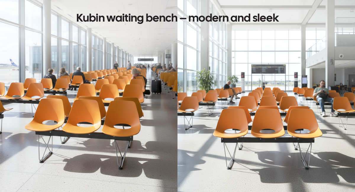 Kubin bench – compact, sturdy, and modern for waiting spaces.