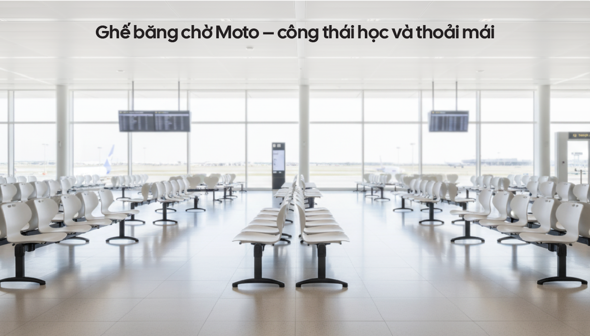 Ghế băng chờ Moto – bền bỉ, thoải mái và tối giản cho không gian đông khách.
