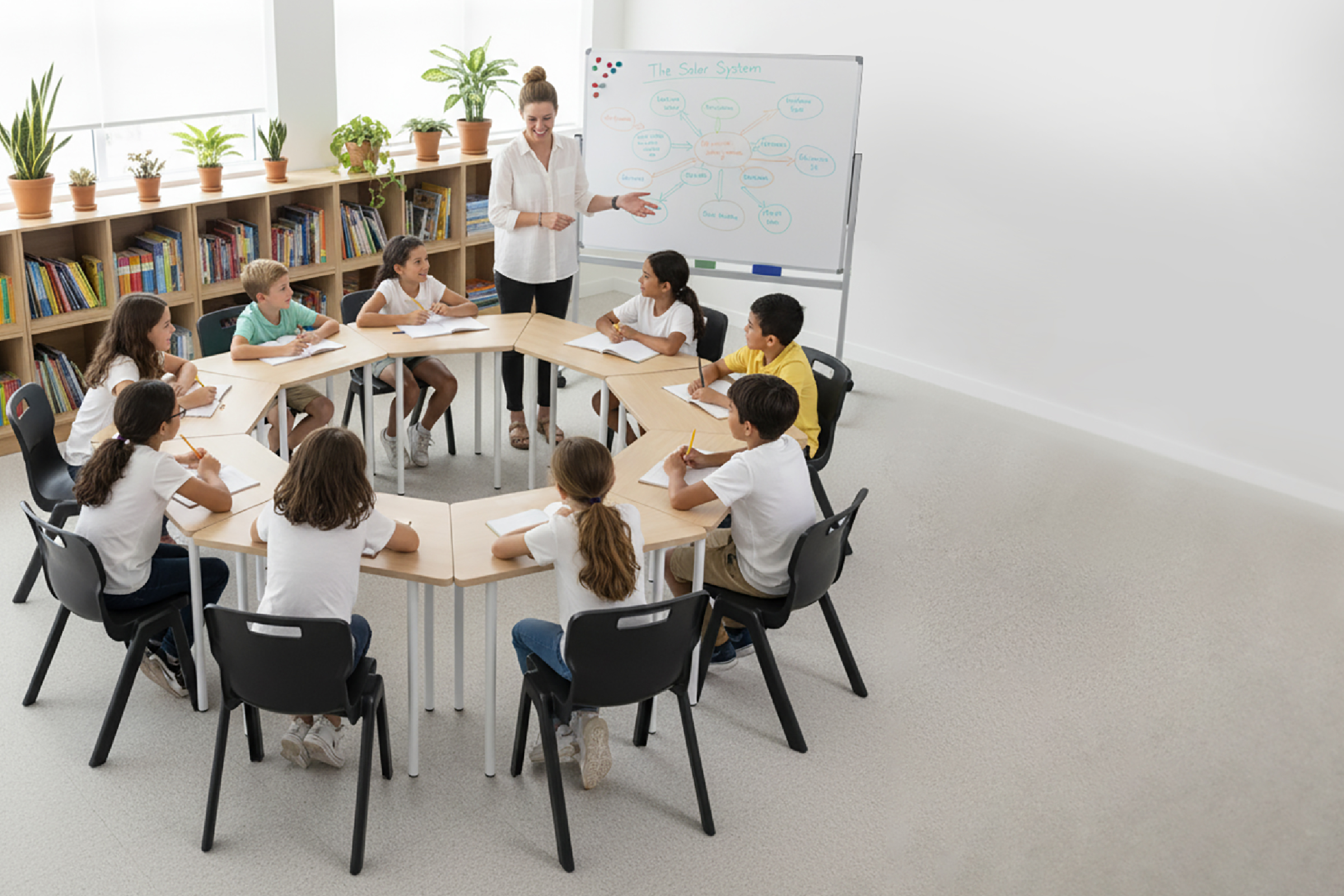 The whiteboard is the center of interaction and creativity in the modern classroom.