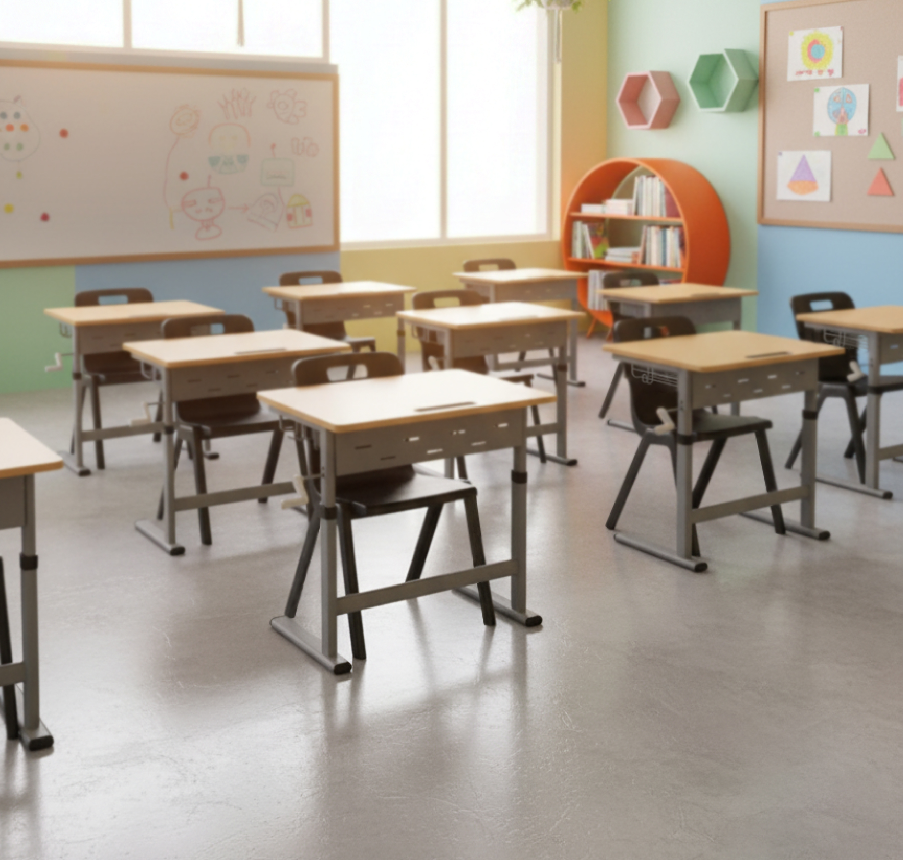Students using Smart Zico desks in classrooms, libraries, and learning centers — reflecting flexibility, comfort, and international-standard design.