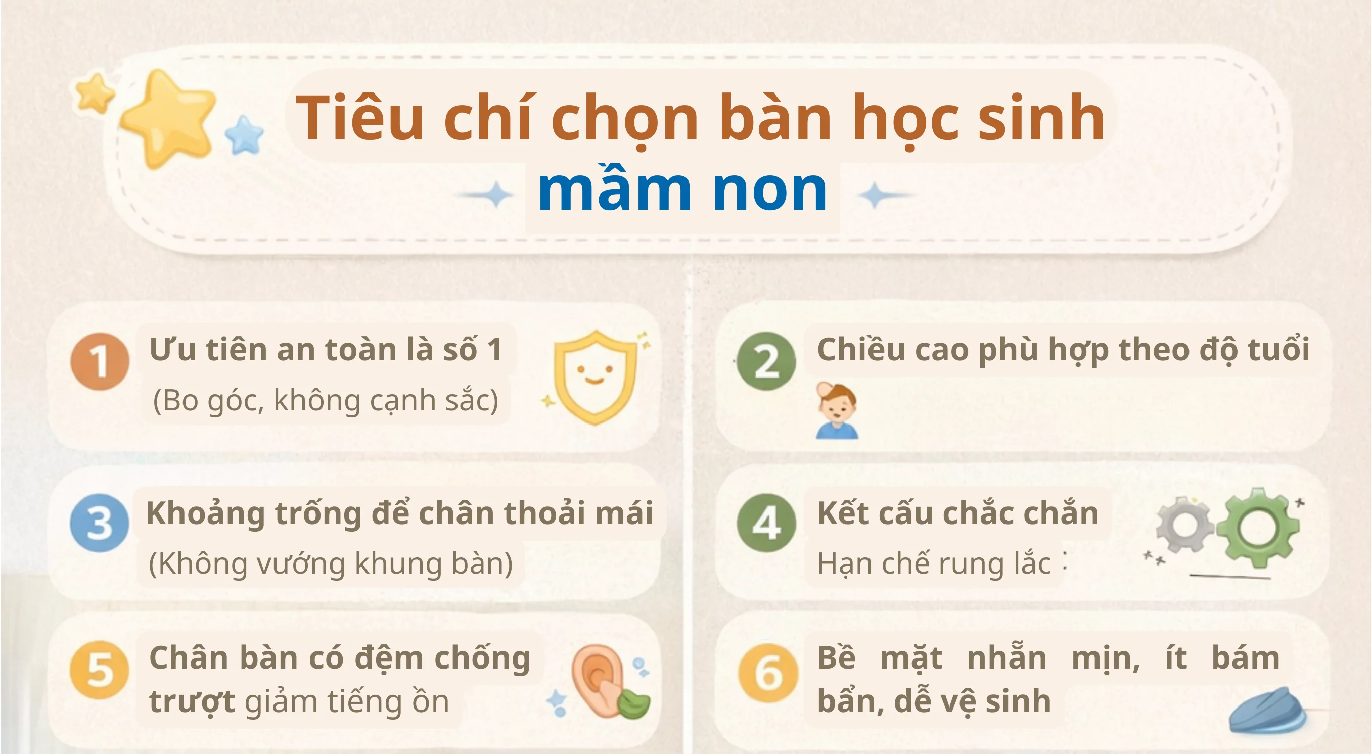 Tiêu chí chọn bàn học sinh mầm non