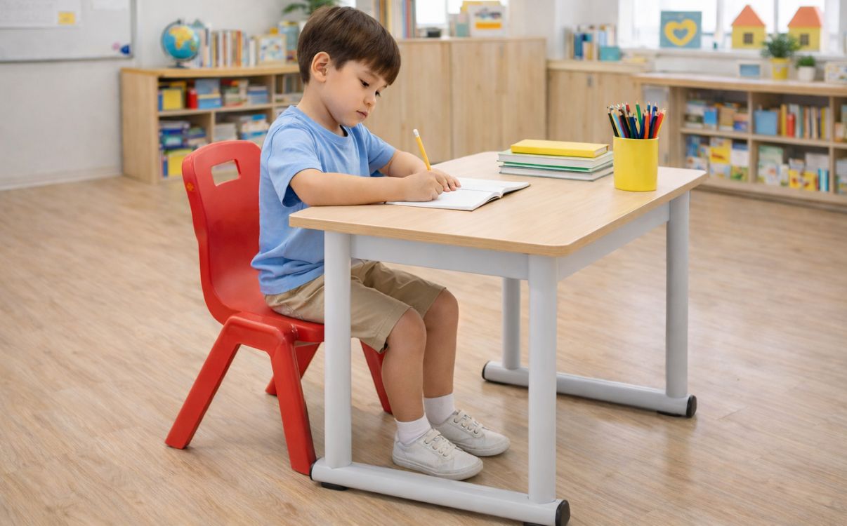Sử dụng bàn học sinh tiểu học chuẩn giúp hỗ trợ tư thế ngồi đúng, giảm mệt mỏi