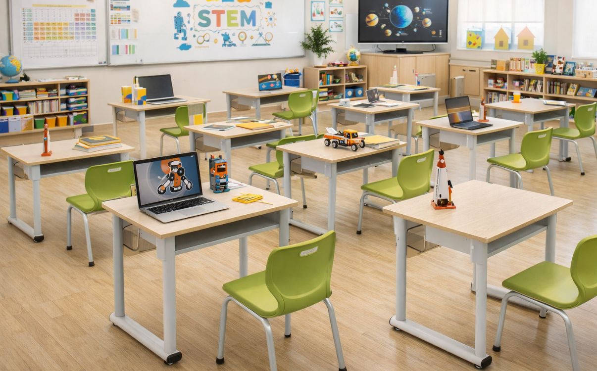 Không gian lớp học bố trí bàn trường học Zico 01 - S
