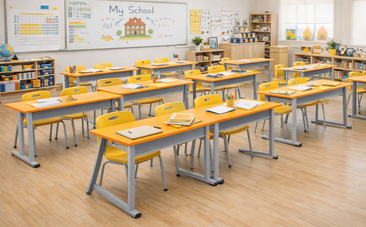 Không gian lớp học bố trí bàn trường học 2 chỗ ngồi Zico 02