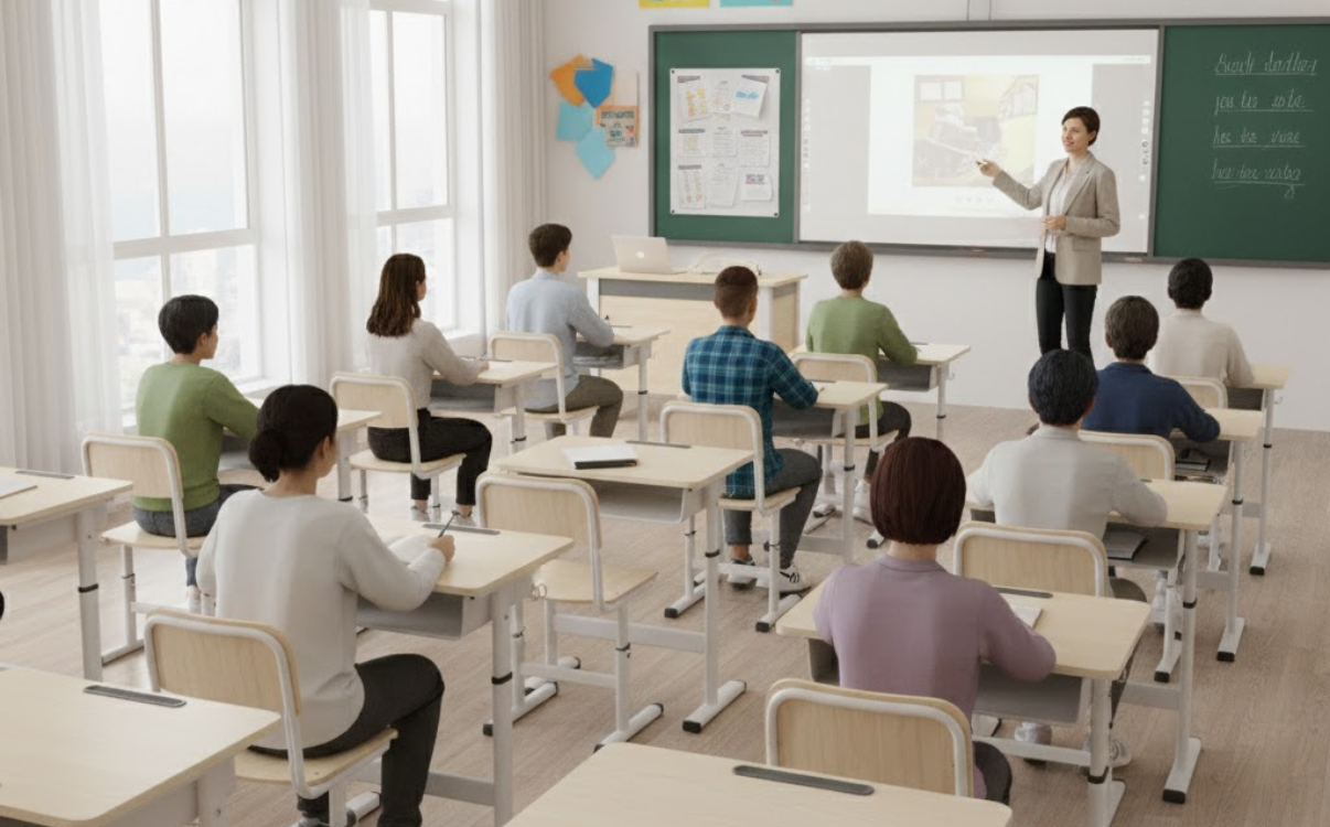 Smart Zico adjustable single student desk offers flexible height and supports various modern classroom models.