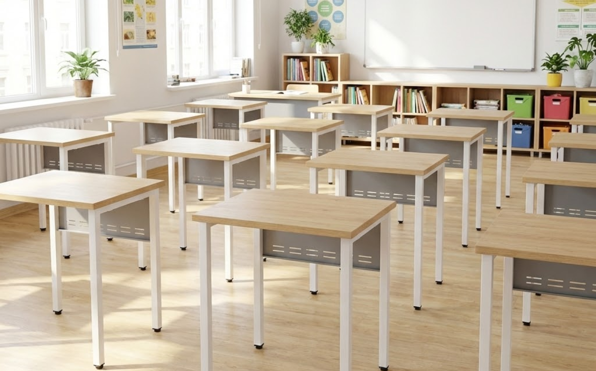 The Tetra 02 desk optimizes the space in a townhouse study room with its neat layout and unobstructed walkways.