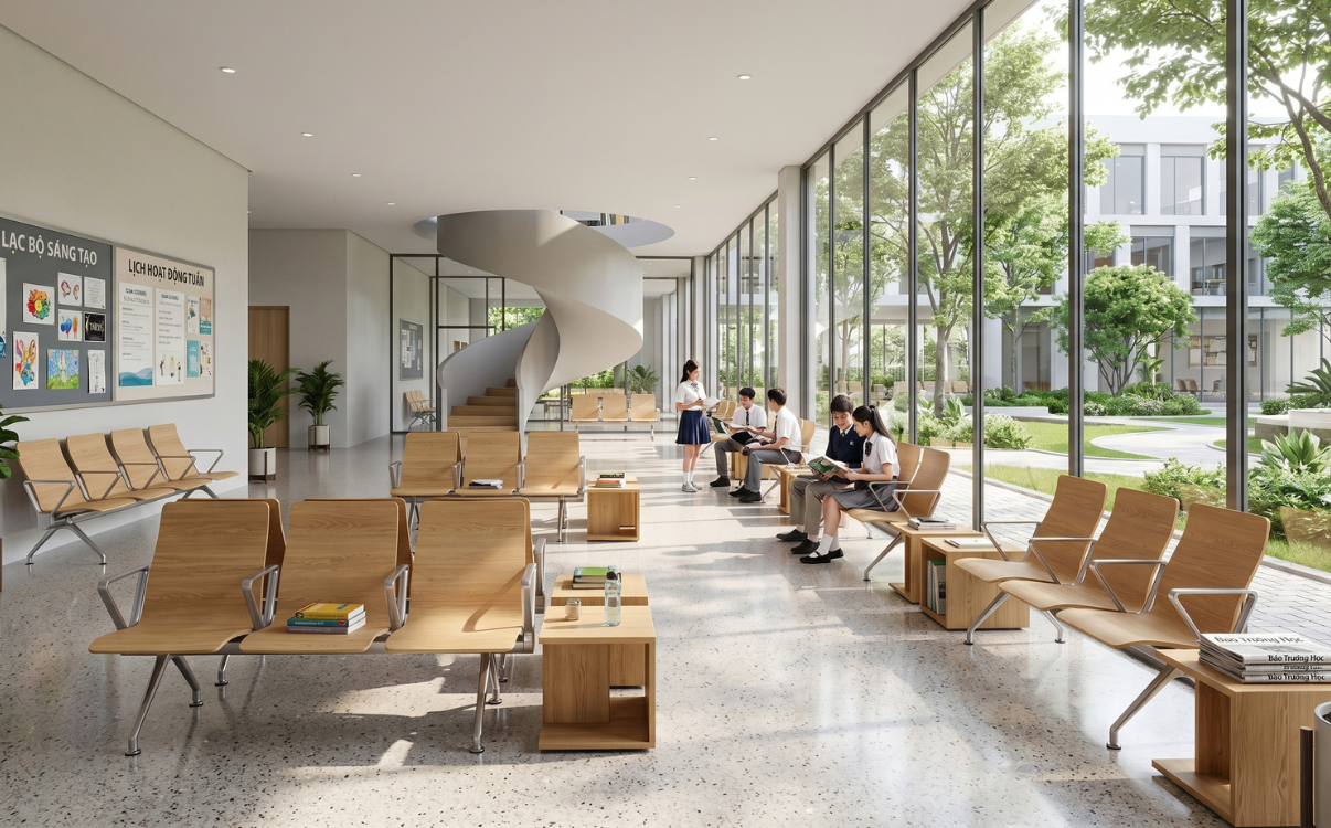 Ghế sân trường bền đẹp, an toàn cho không gian học