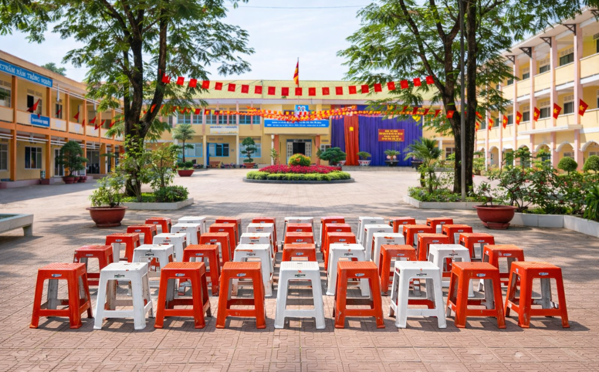 Ghế sân trường cần đáp ứng các yêu cầu về độ bền, khả năng chịu lực, an toàn và dễ vệ sinh.