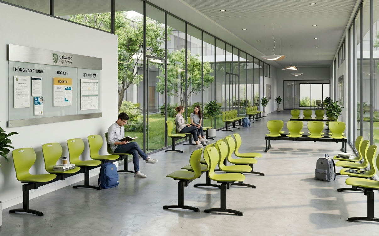 Ghế băng dài giúp tối ưu diện tích sử dụng, tăng số lượng chỗ ngồi trên cùng một vị trí bố trí