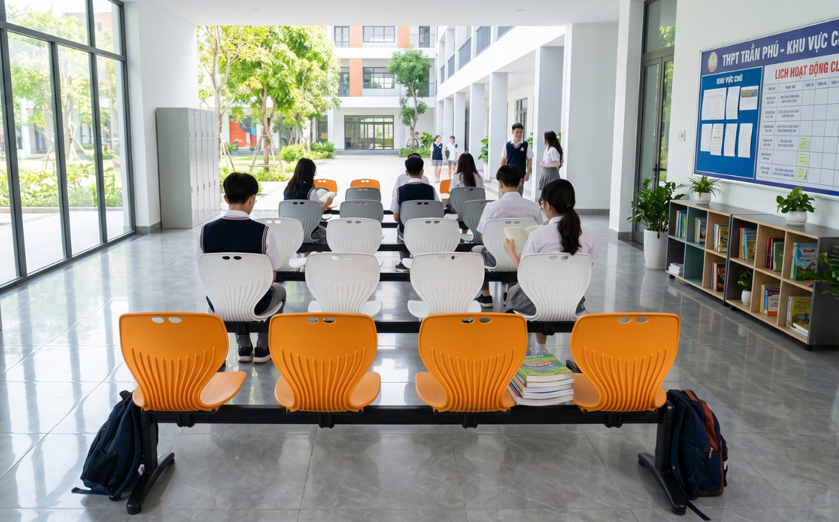 Ghế sân trường có tựa lưng So với ghế băng đơn giản, ghế có tựa lưng mang lại cảm giác ngồi thoải mái hơn