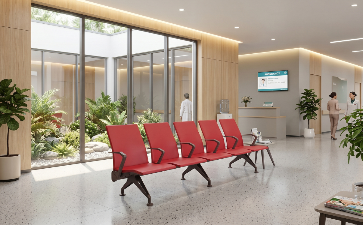 Cho không gian ghế băng chờ Sitz 5 chỗ ngồi inox ở sảnh chờ nhà ga đẹp Ghế băng chờ 5 chỗ sơn tĩnh điện Mẫu ghế này có kết cấu chắc chắn, kiểu dáng hiện đại và khả năng chống han 