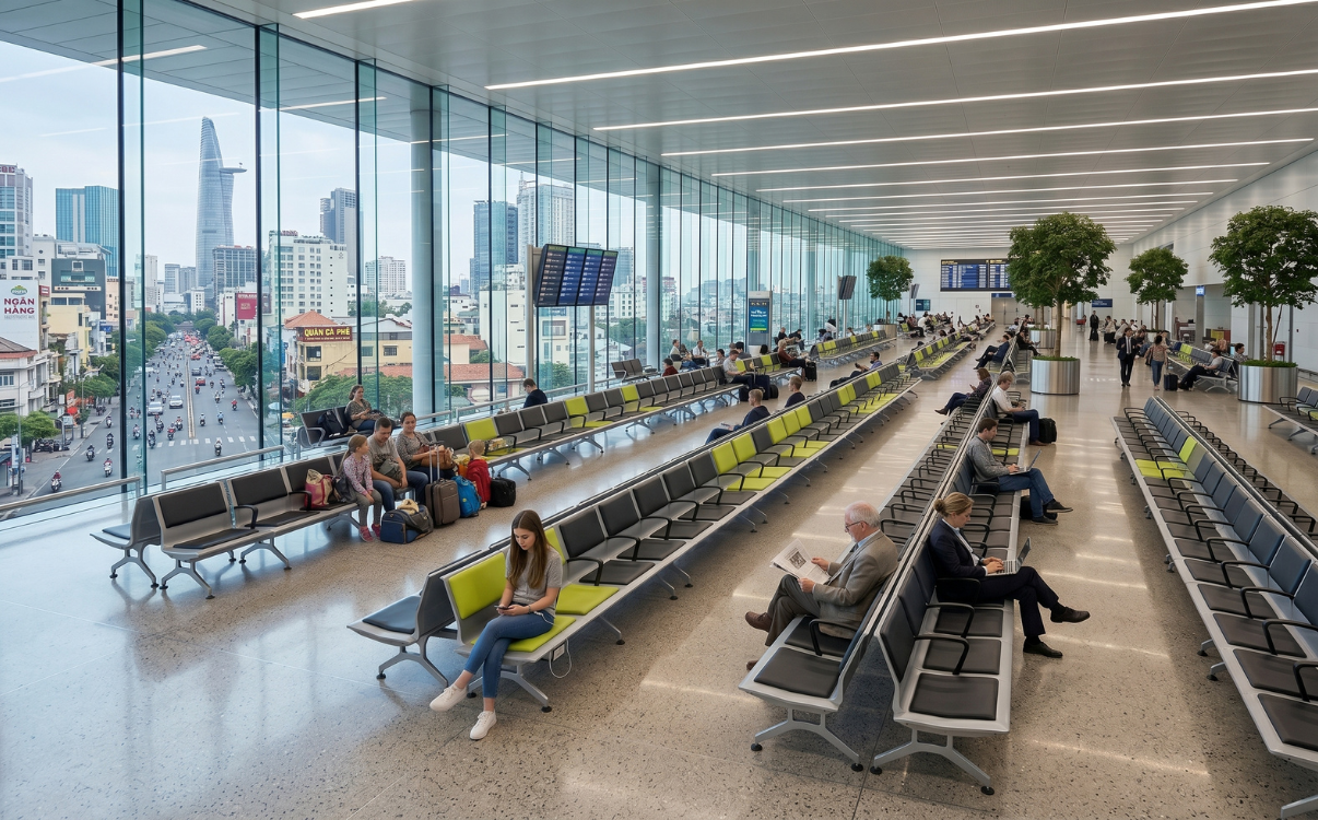 Ghế băng chờ 5 chỗ có đệm Nếu cần nâng cao trải nghiệm người ngồi, đơn vị sử dụng