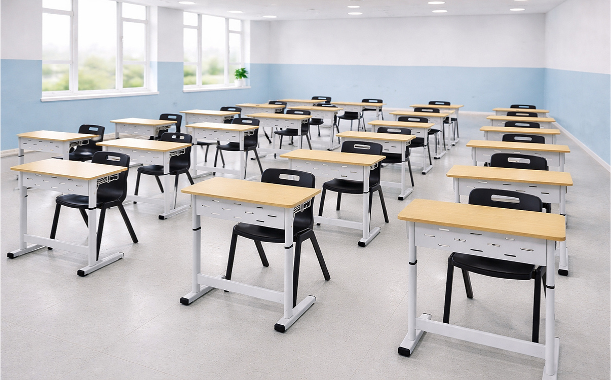 Bàn học điều chỉnh chiều cao là giải pháp hiện đại, phù hợp với các trường học chú trọng yếu tố công thái học và sức khỏe học đường. Với học sinh lớp 1, đây là dòng bàn có giá trị rõ rệt trong các dự án đầu tư bài bản vì có thể thích ứng tốt hơn với sự thay đổi thể chất nhanh ở giai đoạn đầu tiểu học.