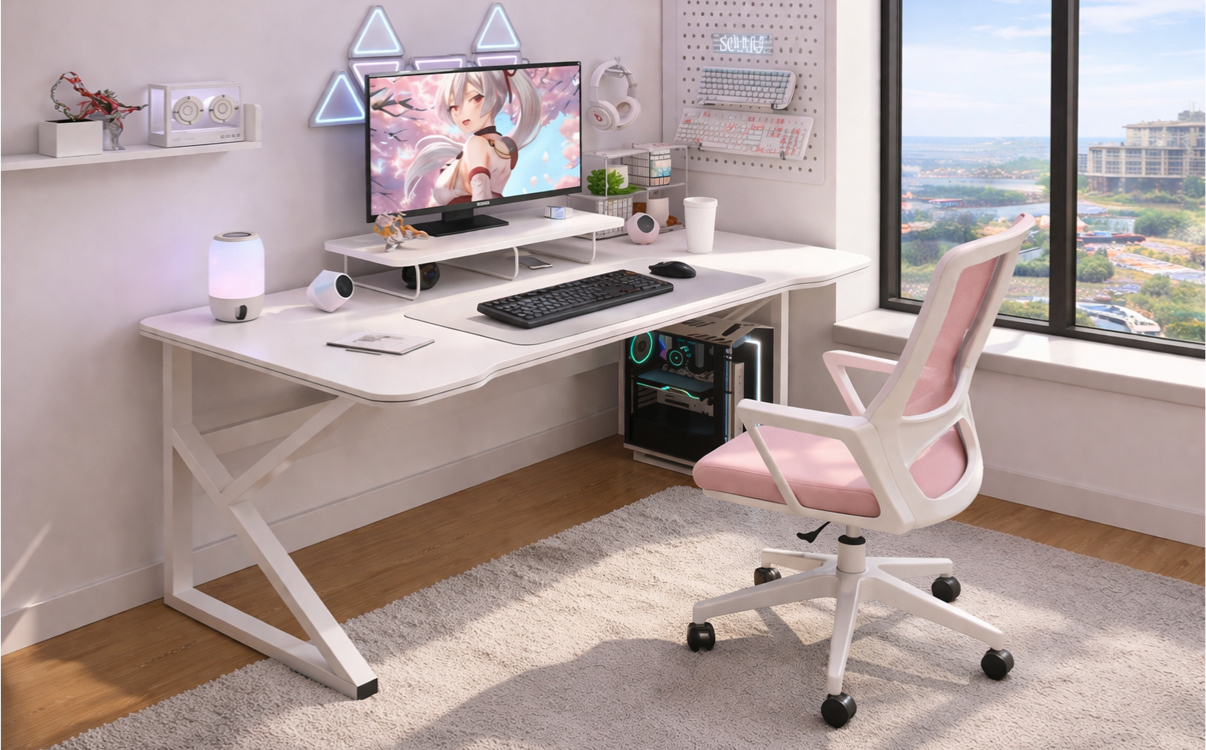 bàn học chữ K khi đặt ở góc học tập tại nhà là tạo cảm giác gọn gàng, rõ ràng và có tổ chức hơn.