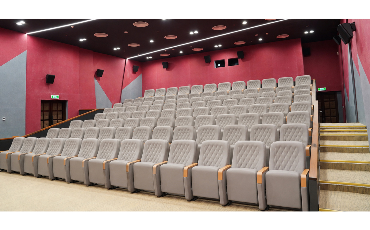 ghế hội trường Aria 2 bọc nỉ đẹp, không gian rộng, sang trọng