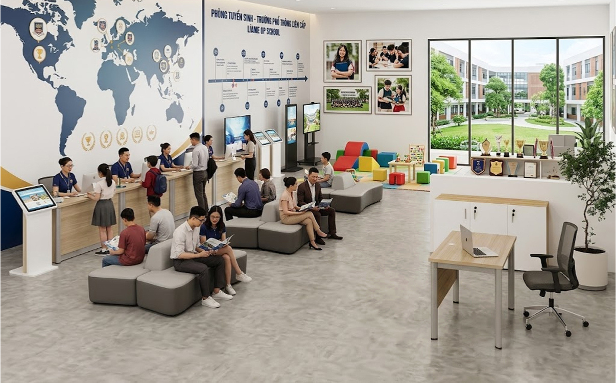 Không gian phòng tuyển sinh trường học dùng tủ hồ sơ LC 12-21 để sát tường