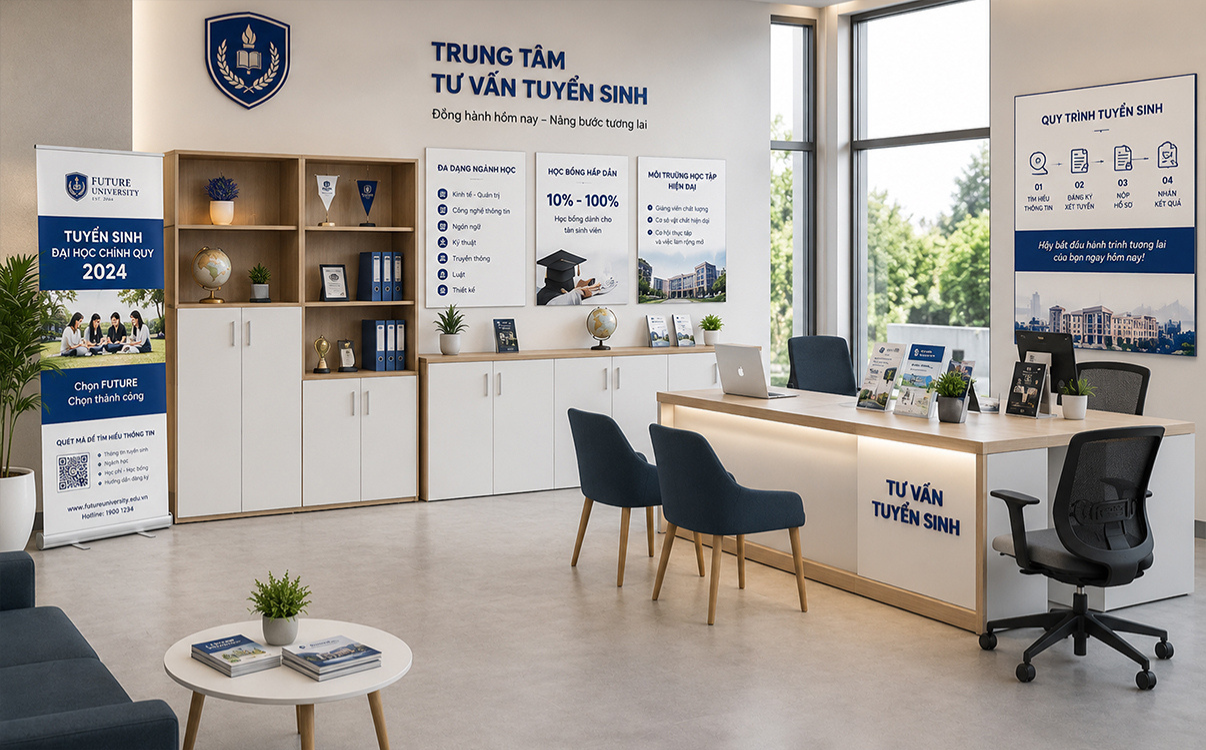Không gian phòng tuyển sinh trường học dùng tủ hồ sơ HC11-B để sát tường