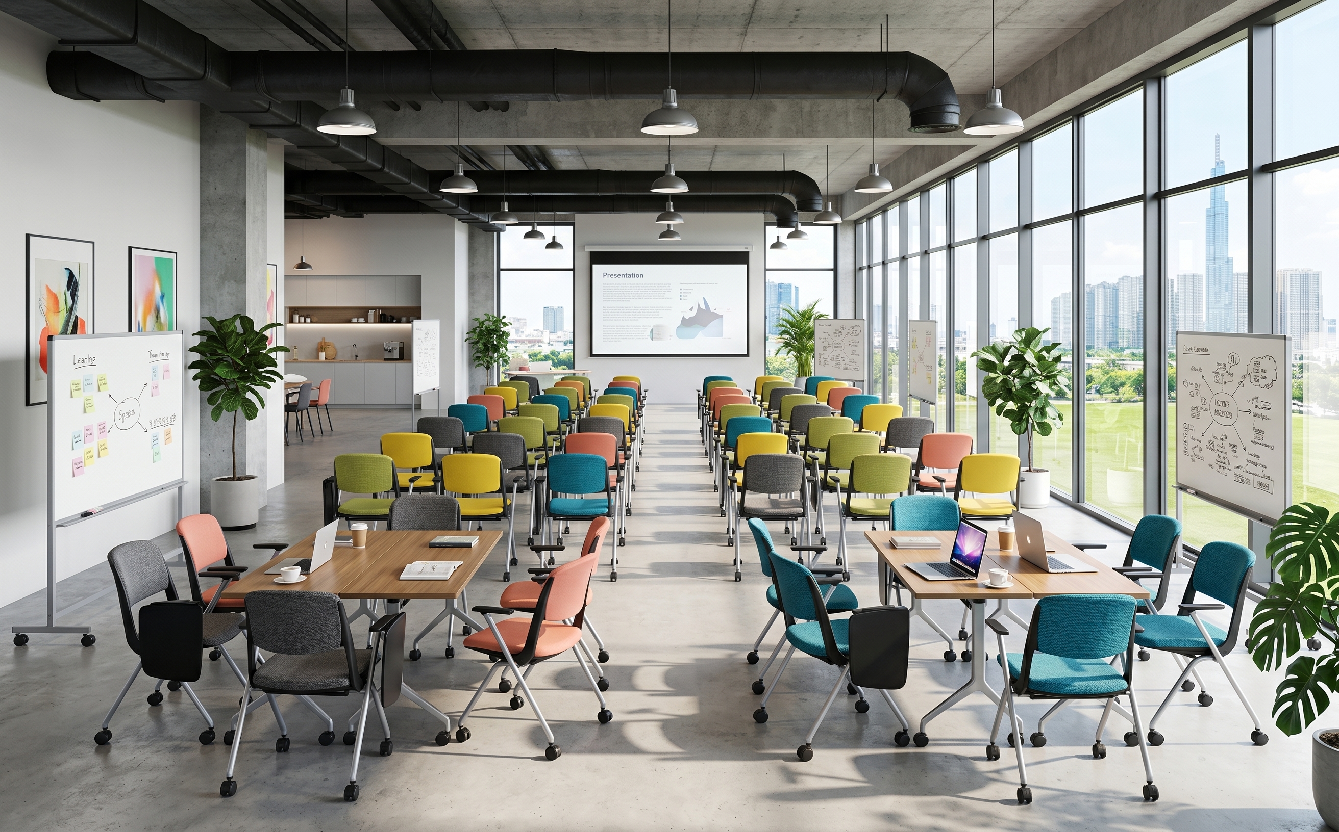 Cho không gian phòng đào tạo ở co-working hoặc tại workshop dùng ghế đào tạo Mody 04 đẹp, thu hút rộng rãi 