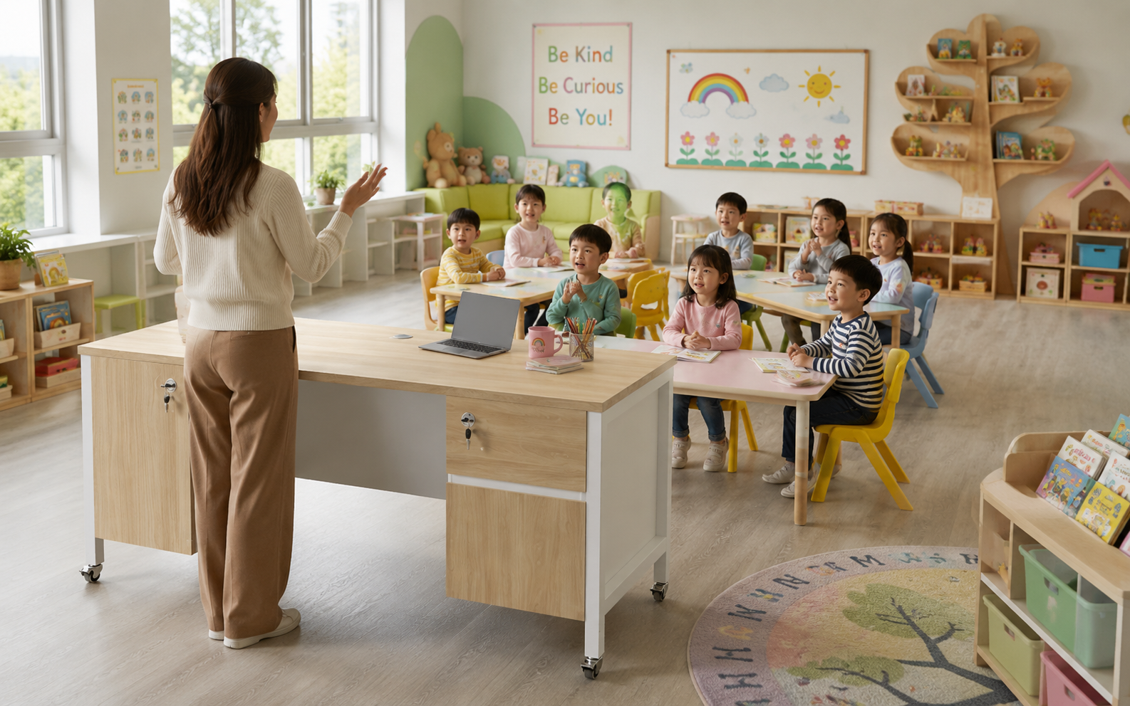 Cho hình bàn ghế giáo viên trong lớp học mầm non đẹp dùng bàn https://rpb.com.vn/san-pham/ban-giao-vien