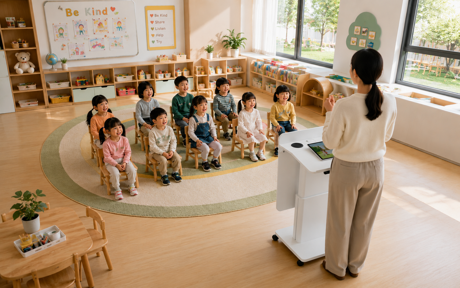 Cho hình bàn ghế giáo viên trong lớp học mầm non đẹp dùng bàn https://rpb.com.vn/san-pham/ban-giao-vien
