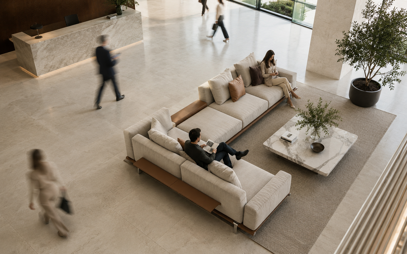 Dùng ghế sofa trong không gian sảnh chờ đẹp