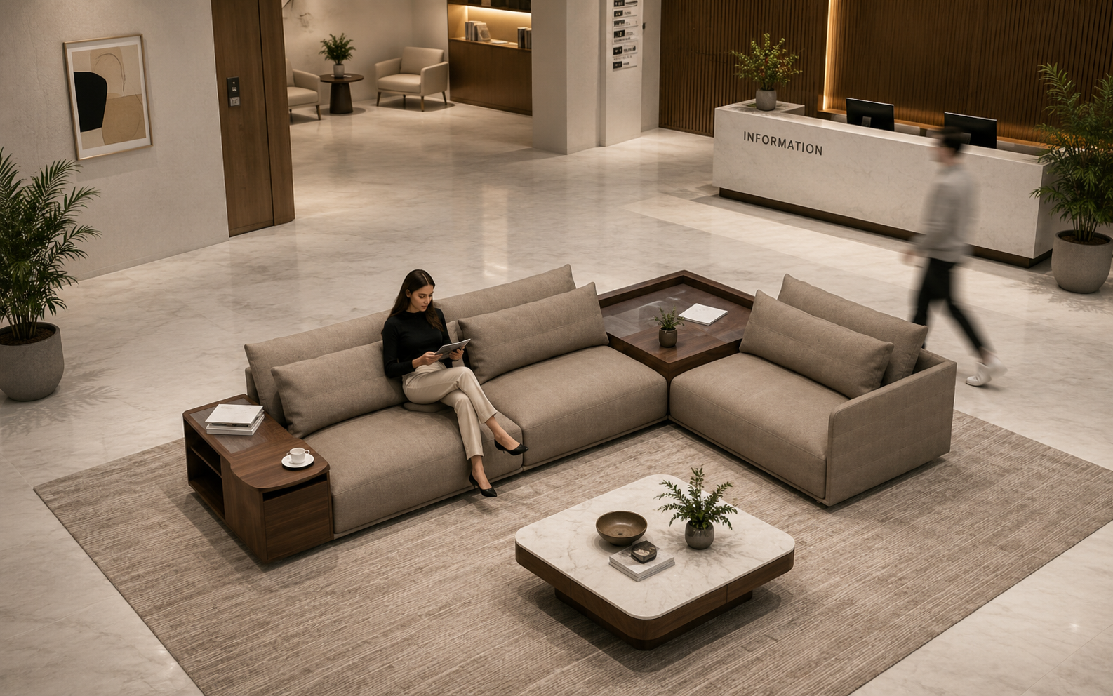 Dùng ghế sofa trong không gian sảnh chờ đẹp