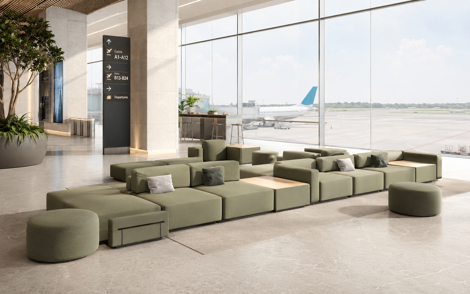 Cho hình ghế sofa đẹp trong không gian sảnh hiện đại 