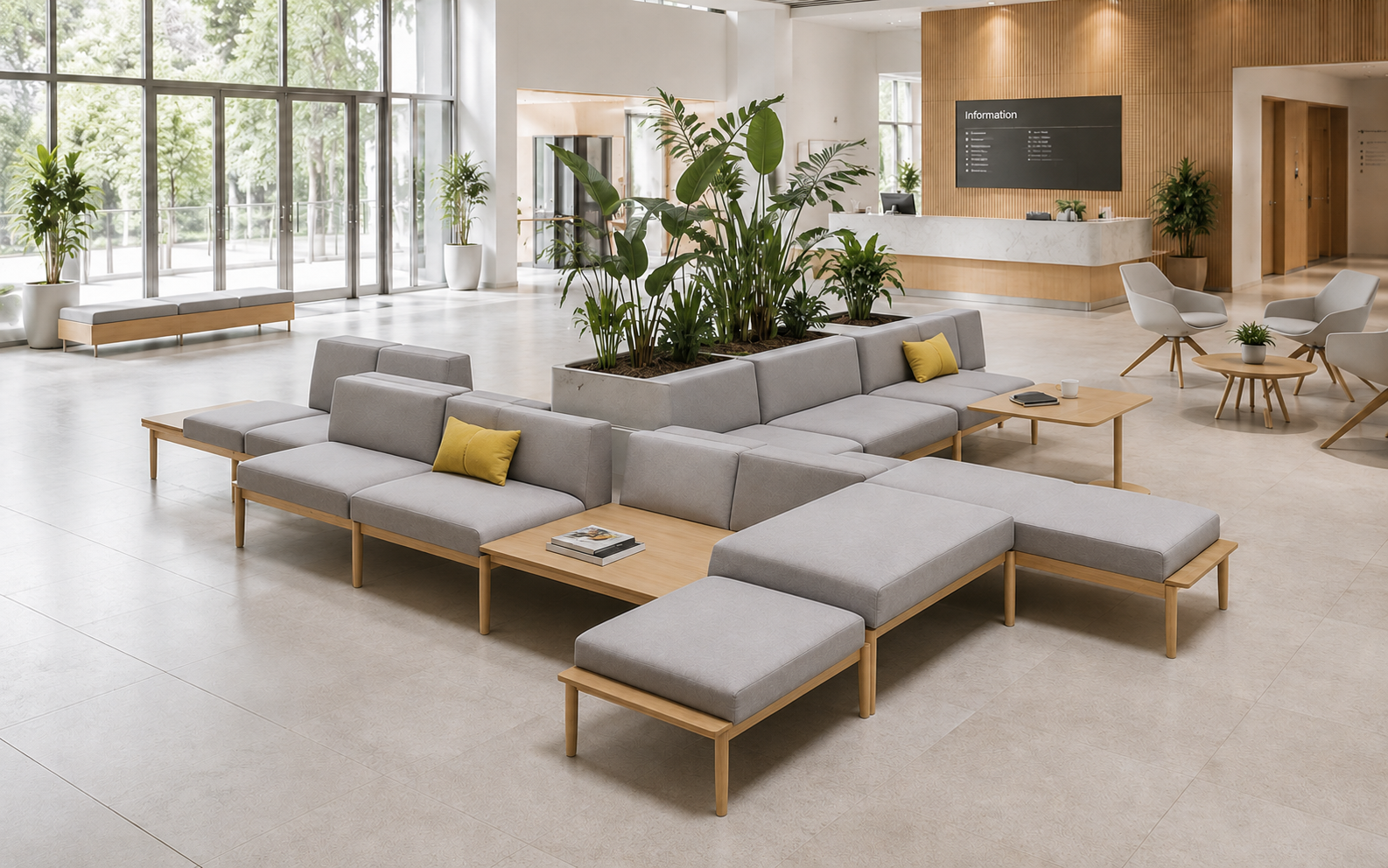  Cho hình ghế sofa đẹp trong không gian sảnh hiện đại 