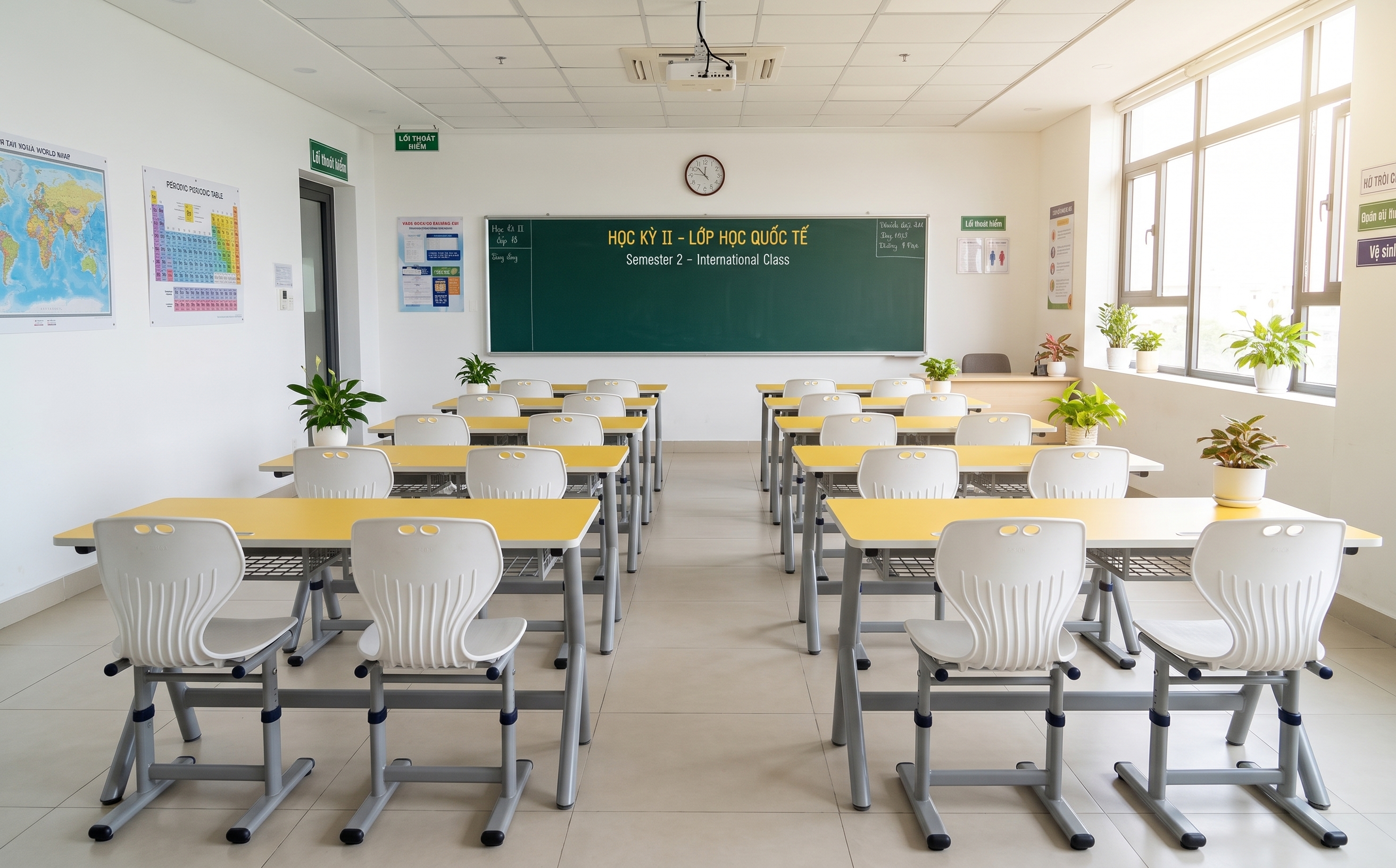 Cho không gian phòng học dùng bàn Zuma 2 chỗ ngồi, ghế ARC