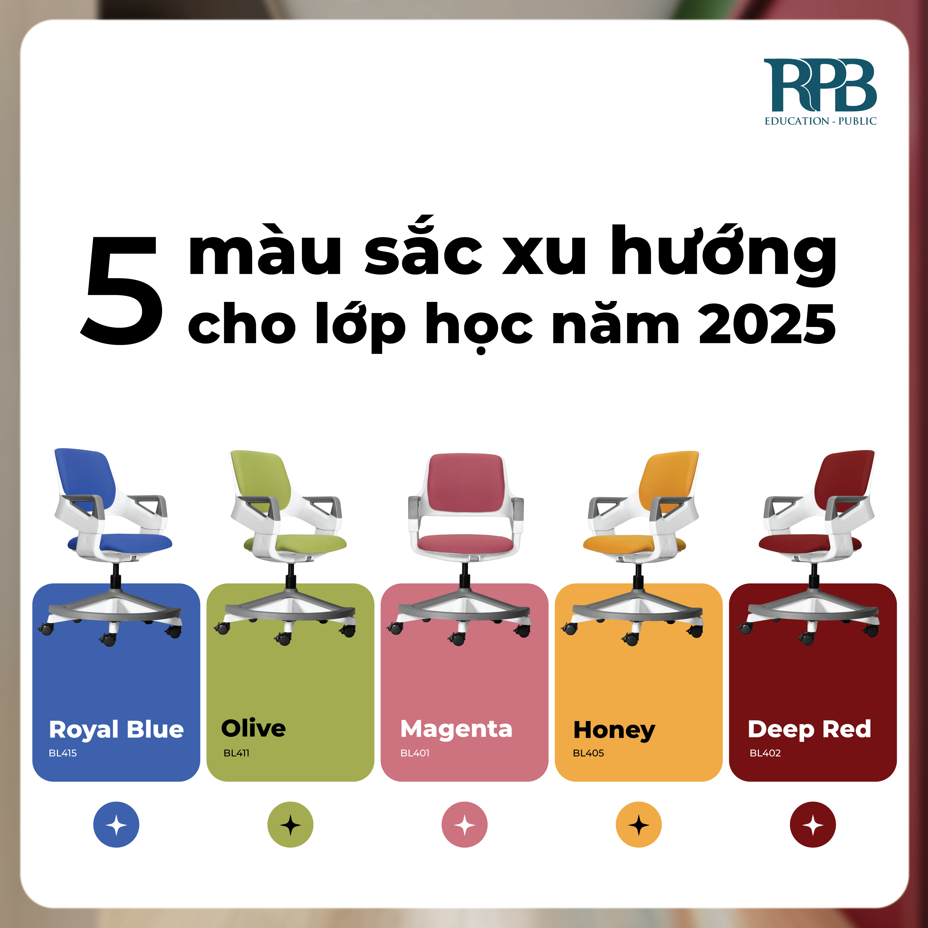 5 màu xu hướng cho lớp học