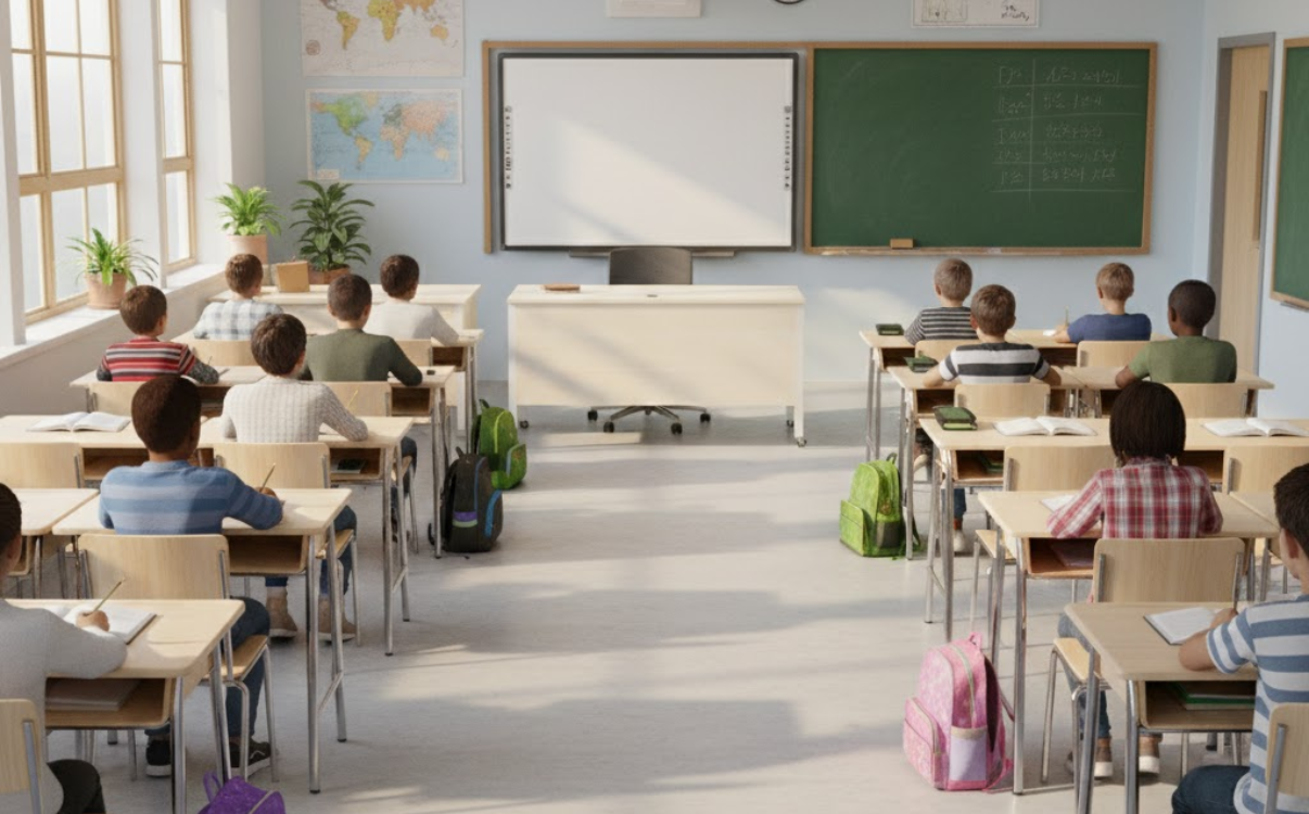 A sturdy steel-frame teacher desk helps teachers work stably, stay focused, and teach effectively every day.