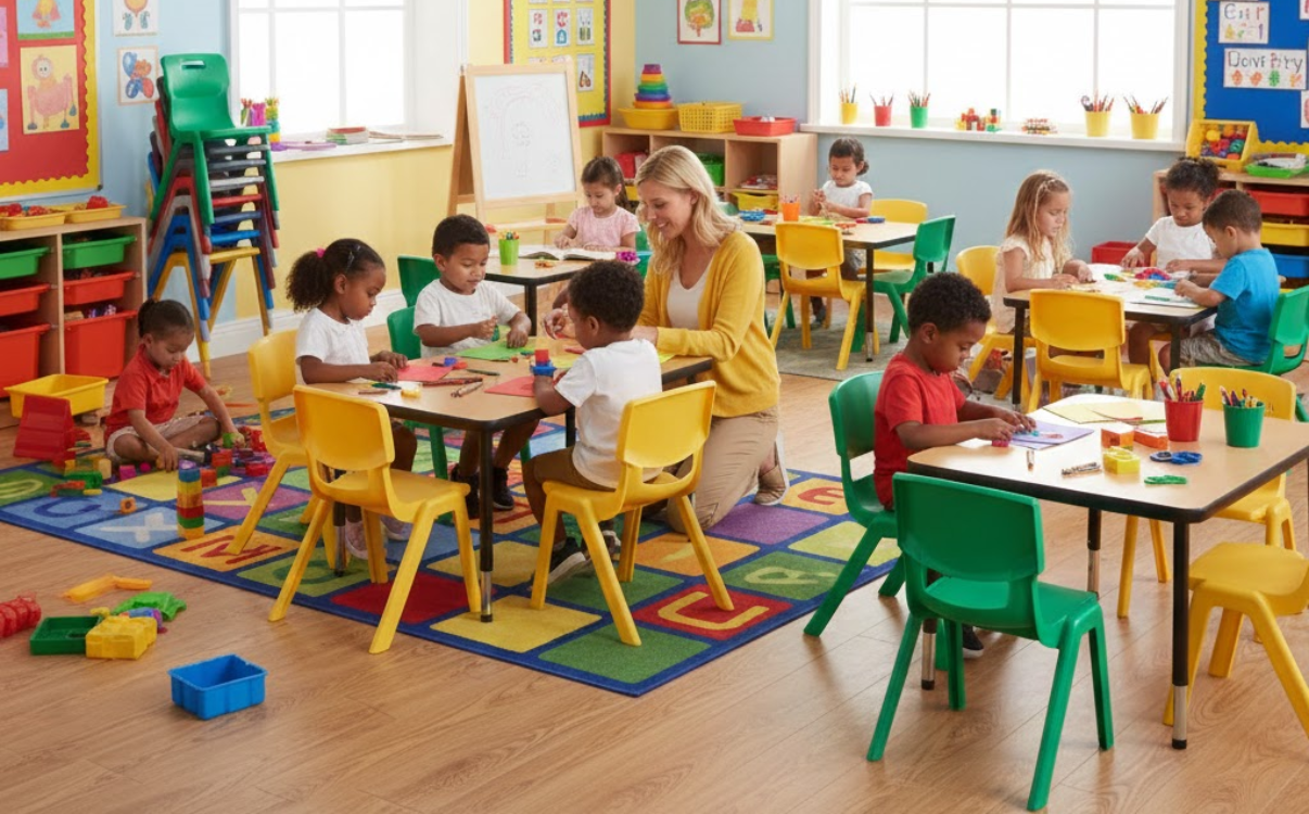 Preschool classroom chairs with sturdy frames can withstand heavy loads, meeting the demands of frequent use and ensuring children's safety every day.