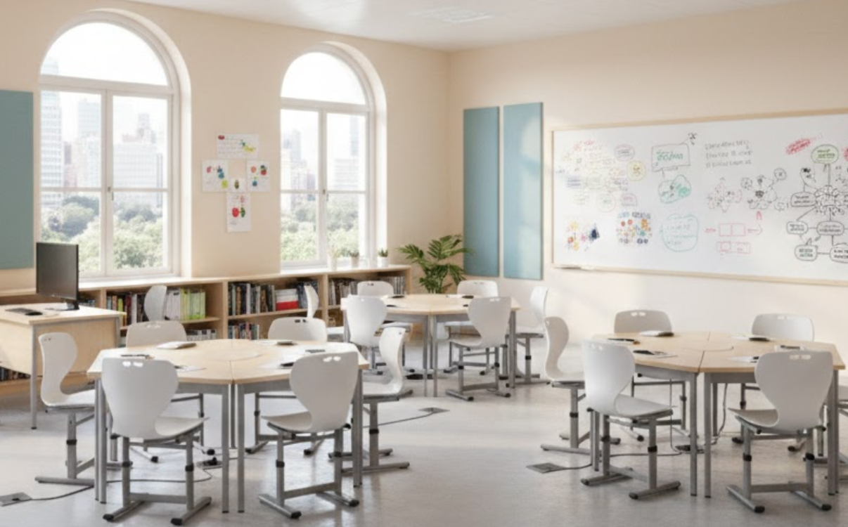 Ghế học sinh nâng hạ thiết kế linh hoạt, phù hợp các mô hình lớp học hiện đại.