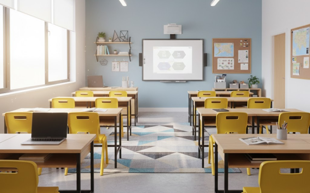 Ghế trường học có kết cấu chắc chắn, thiết kế đồng bộ và dễ bố trí giúp đáp ứng tốt cả không gian học tập tập trung lẫn các khu vực đa chức năng trong trường học hiện đại.