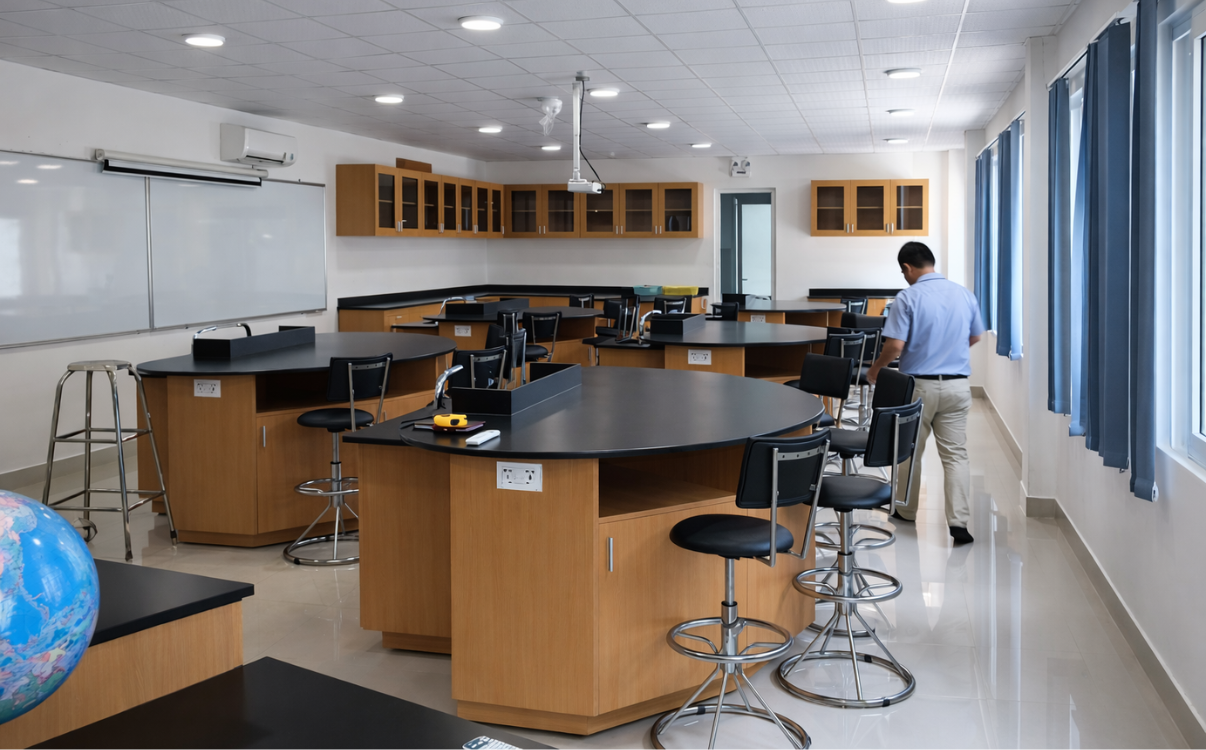 Ghế phòng thí nghiệm được thiết kế chắc chắn, an toàn, hỗ trợ tư thế ngồi học tập trung lâu dài, góp phần nâng cao hiệu quả thực hành trong môi trường giáo dục hiện đại.