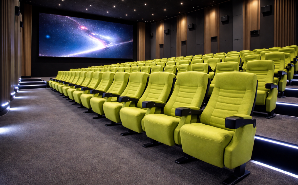 Ghế rạp chiếu phim cao cấp (VIP) như dòng Miro được thiết kế sang trọng với đệm dày, độ đàn hồi cao và tựa lưng linh hoạt, mang lại trải nghiệm xem phim tiện nghi và đẳng cấp cho các phòng chiếu VIP.