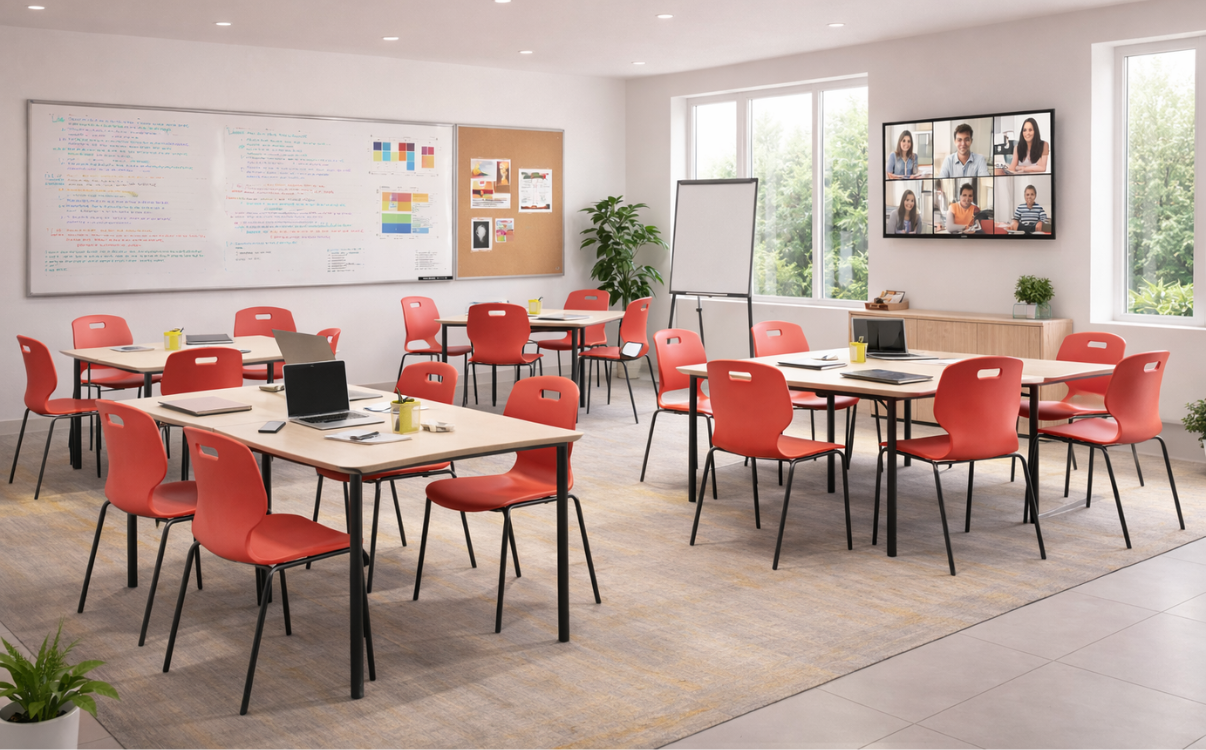 Ghế sinh viên rời linh hoạt, dễ di chuyển, phù hợp cho không gian thư viện và phòng học nhóm hiện đại.